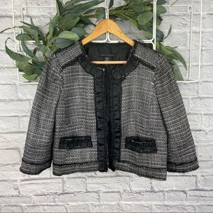 SALE **5 for $25** Apostrophe Black and White 3/4 Sleeve Blazer Top